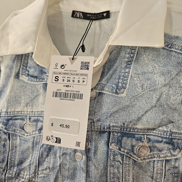 Zara Printed Denim Satin Sleeveless Button Front Top Size SMALL NWT - Picture 8 of 10